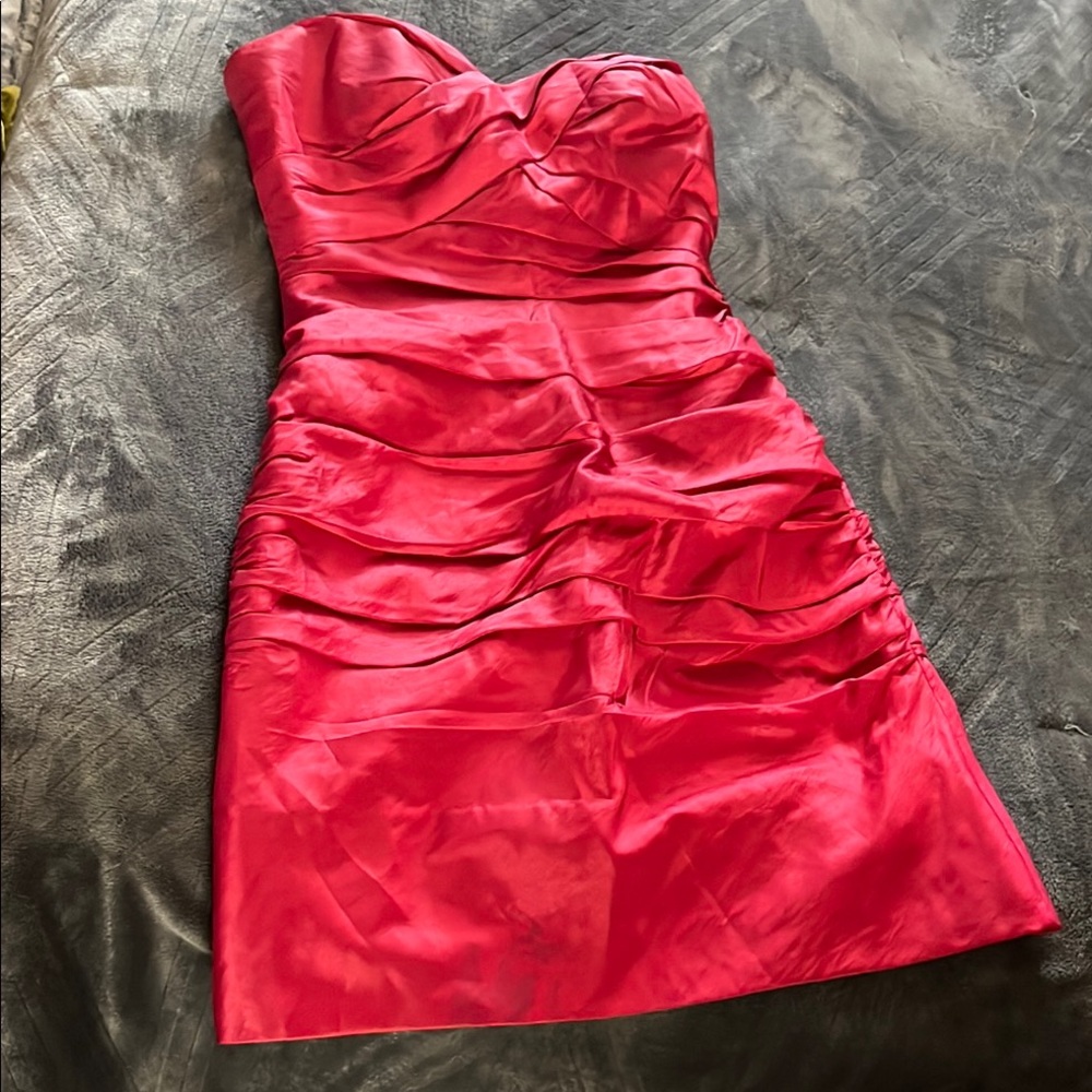 Bill Levkoff Elegant Red Strapless Dress